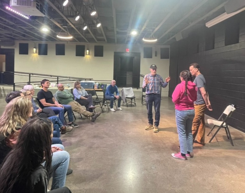 Matt Walsh teaching an improv workshop to a seated group at BIC